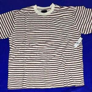 PacSun Brown and Cream Striped Tee